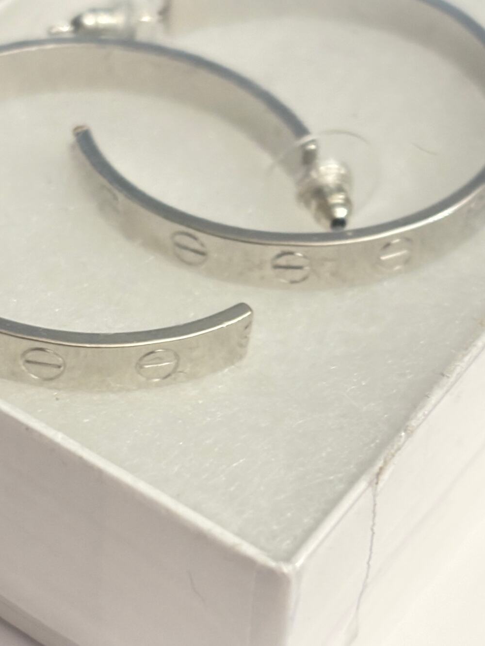 NEW Silver Tone Screw Motif Large Hoop Earrings